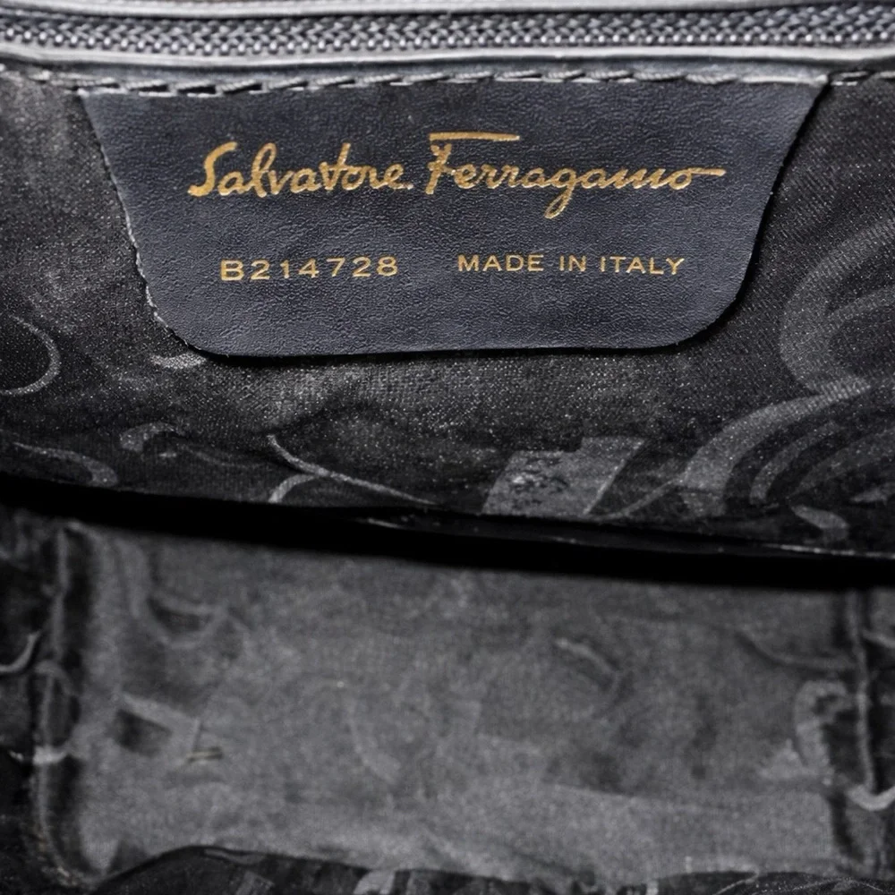 Rare Vintage Ferragamo Leather Bag Studded Gold Hardware Italy - Picture 5 of 12